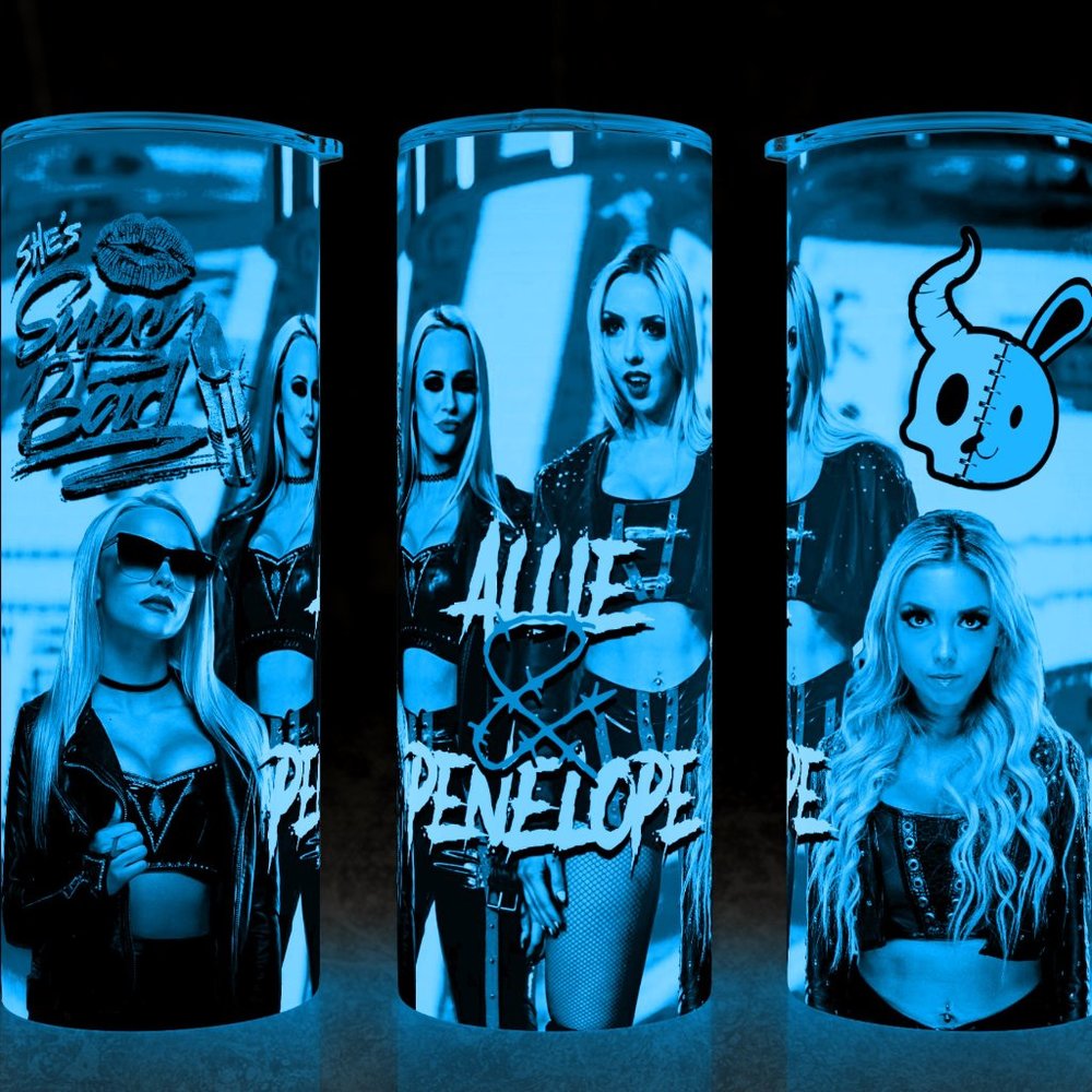 Glow in the Dark Allie & Penelope AEW Wrestling Cup Mug Tumbler 20oz